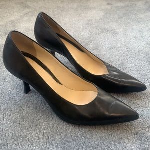 Cole Haan Black Leather Kitten Heel Pumps